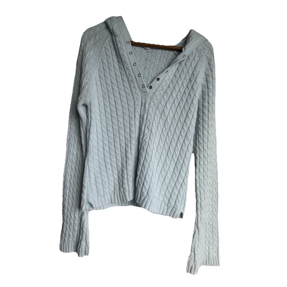 Aeropostale Sweaters - Vintage Aeropostale Sweater‎ Cable Knit Hooded Pullover Button Preppy Y2K Sz S